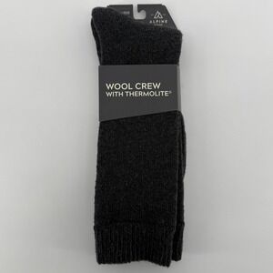 Alpine Design Mens XL Wool Crew Socks Grey Thermolite Merino Wool Blend‎ New
